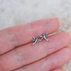 Rainbow Dragonfly Stud Earrings  S925