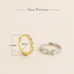 Minimalist Pearl Huggie Hoop Earrings  S925