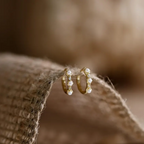 Minimalist Pearl Huggie Hoop Earrings  S925