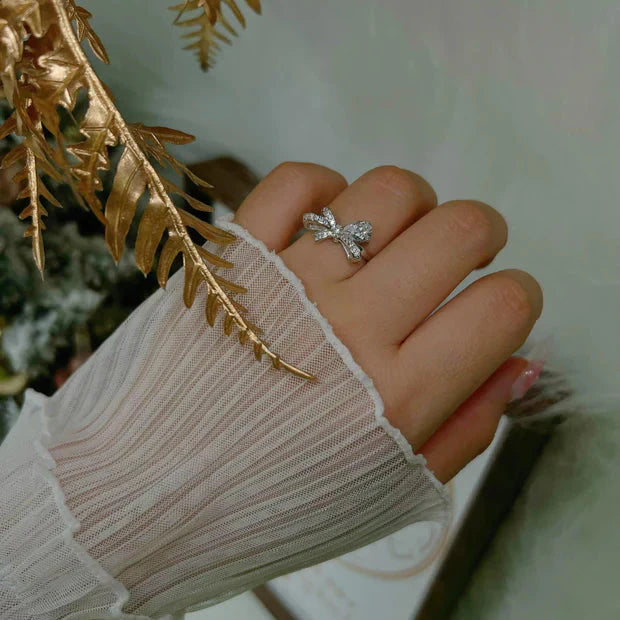 Gold Princess Bow Ring S925